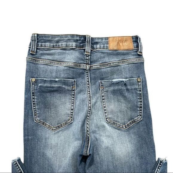 ZARA High Rise Distressed Raw Hem Skinny Jeans Size 2‎ - Picture 9 of 10